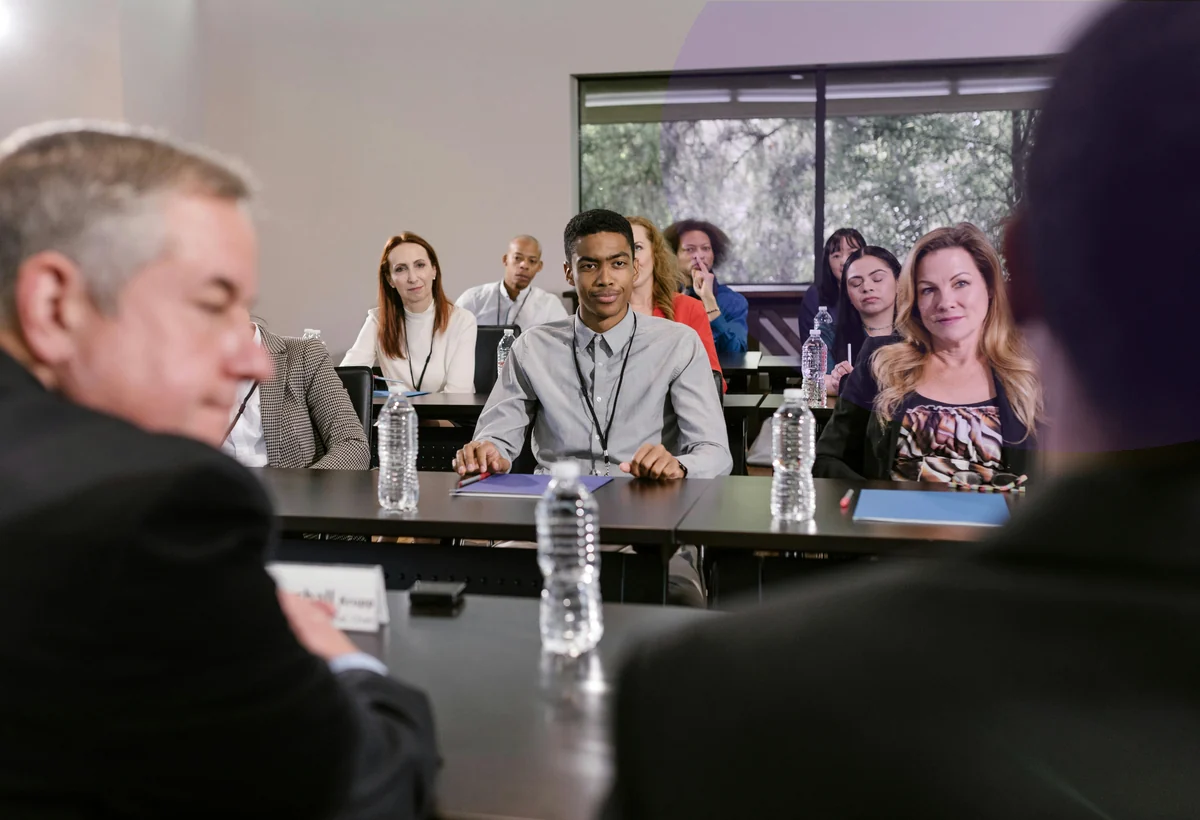 Business people reviewing venue options